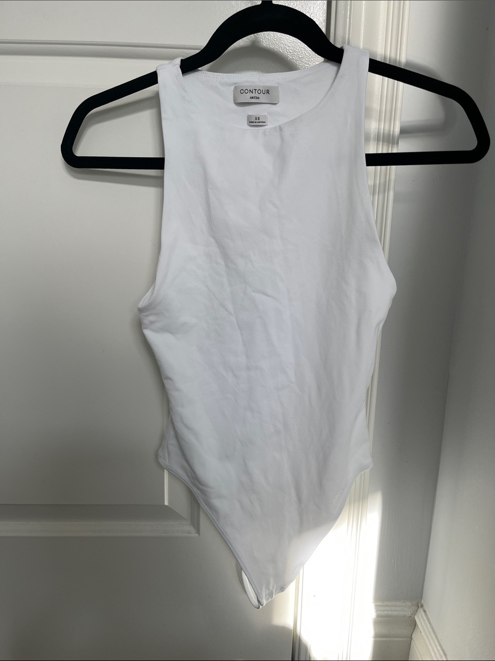 Aritzia Contour White Ribbed High-Neck Bodysuit